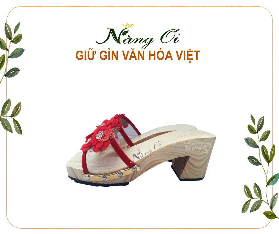 guốc mộc nữ cao 5cm làm từ gỗ thông tự nhiên